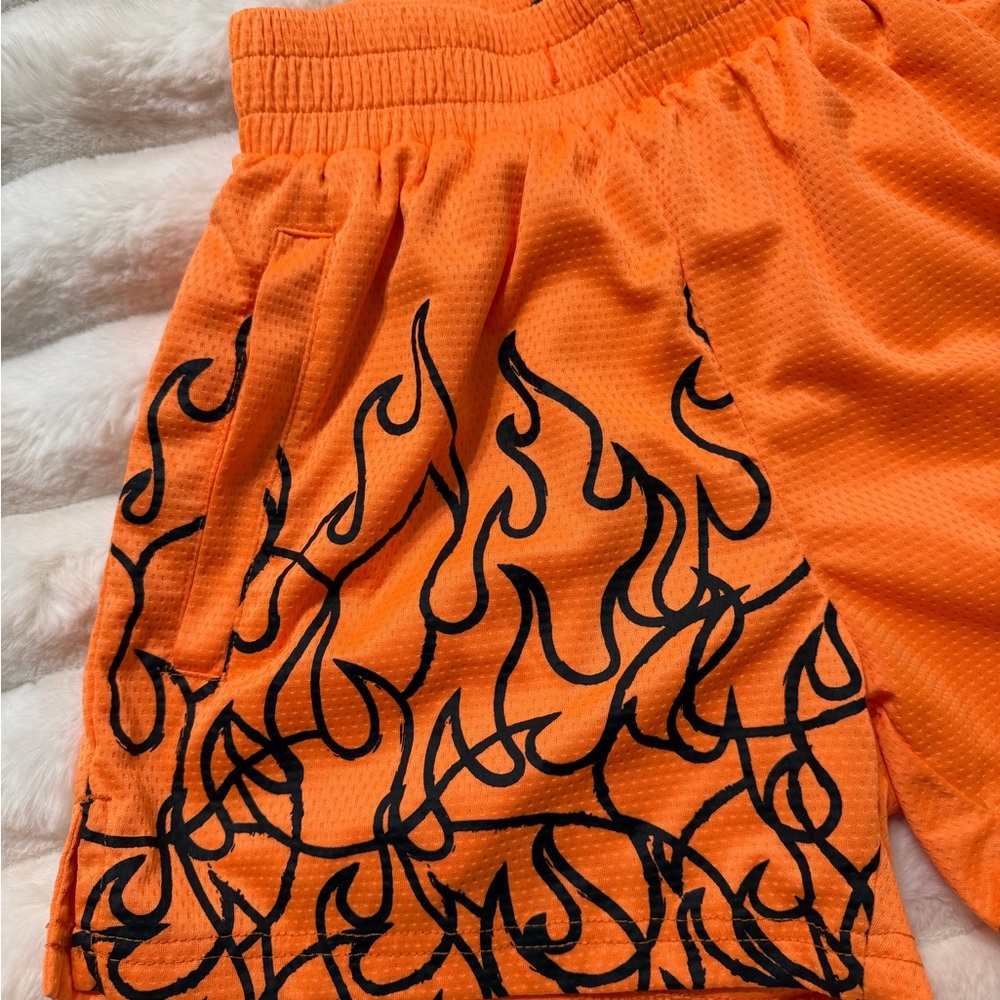 Kill Crew Orange Shorts with Black Flames XS - Picture 2 of 7